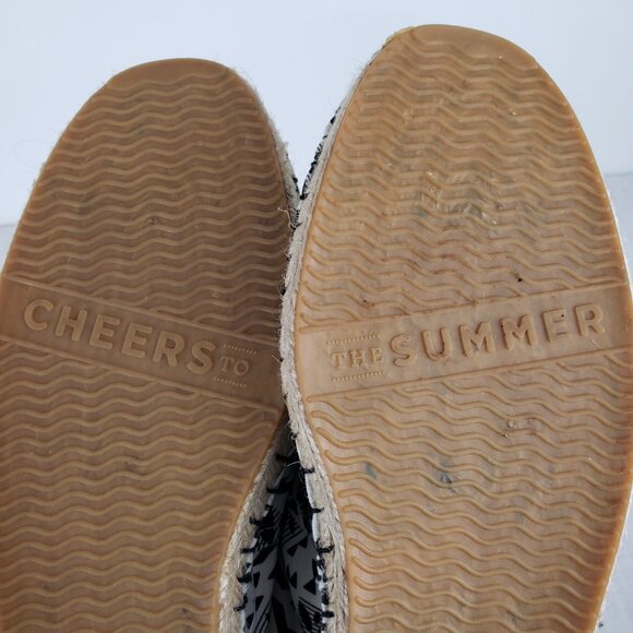 Soludos Dali Espadrille Ivory Black Printed Canvas Shoe Size 45 US Mens 11-11.5 - Picture 5 of 9